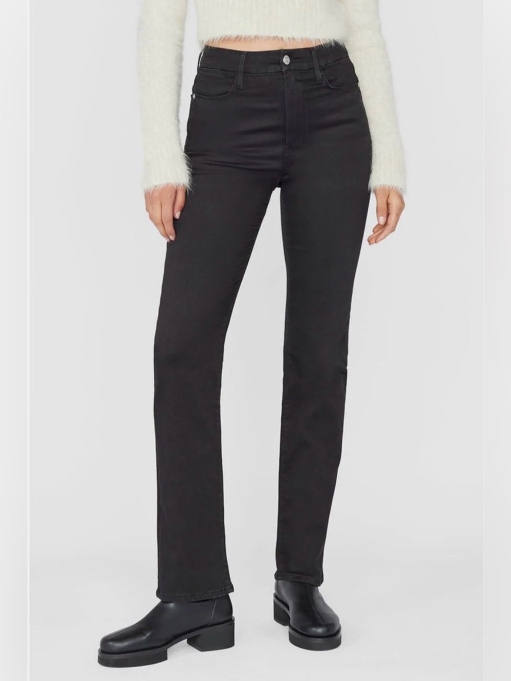Frame Black Finn Le Super High Straight Denim Jeans